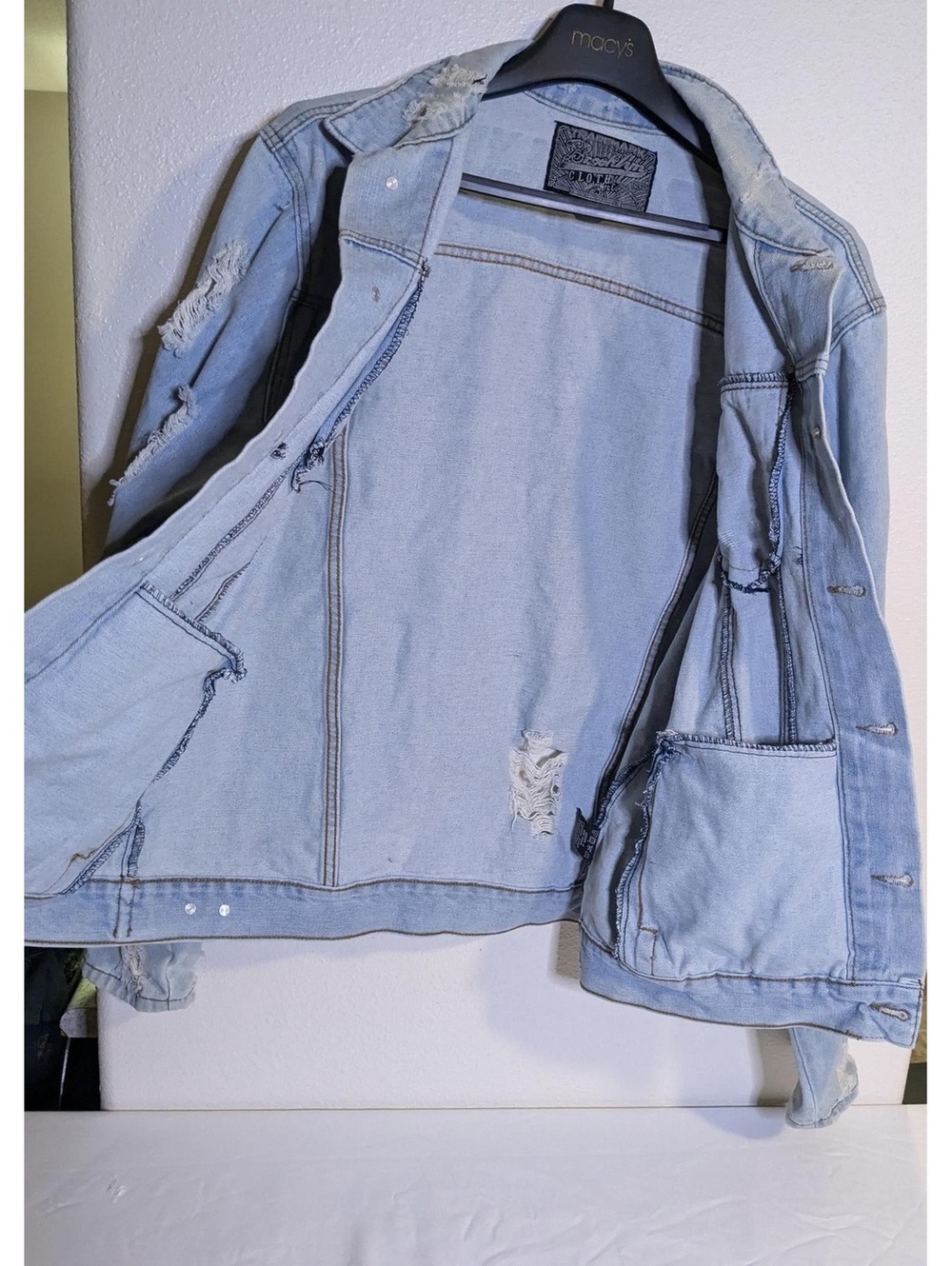 Trademark Brooklyn Cloth Distressed Denim Button-Up Jacket Men’s XL - Picture 6 of 9